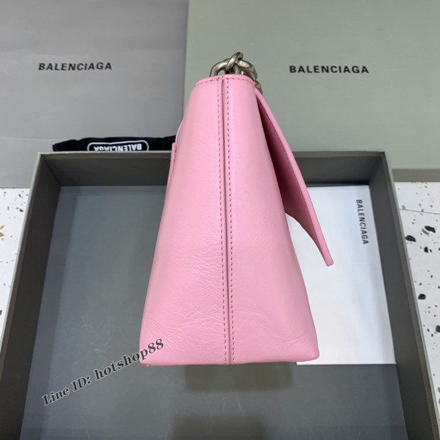 Balenciaga專櫃新品速遞Downtown鏈條單肩包 巴黎世家大號粉色經典Hourglass包 fyj1354